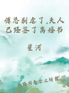 傅总别虐了,夫人已经签了离婚书